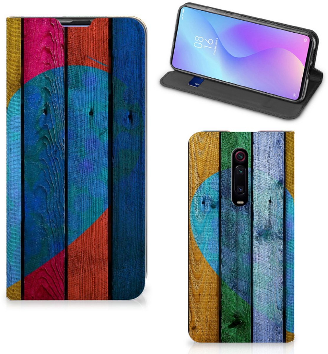 Xiaomi Mi 9T Pro Book Wallet Case Wood Heart - Cadeau voor je Vriend