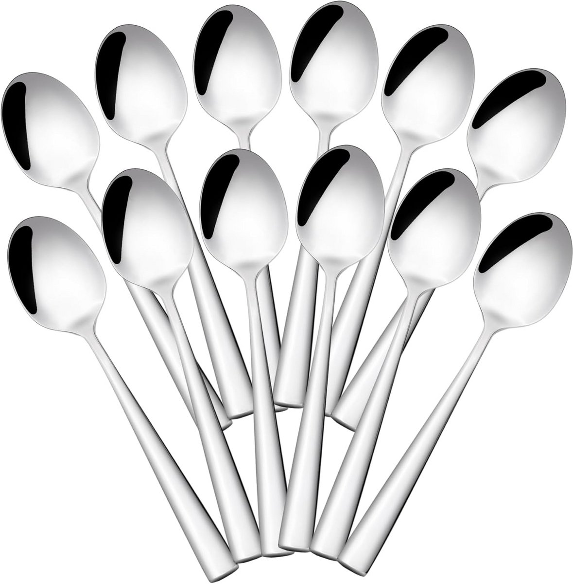 Stainless Steel Dessert Spoons Set - 12 Modern and Elegant Coffee Spoons