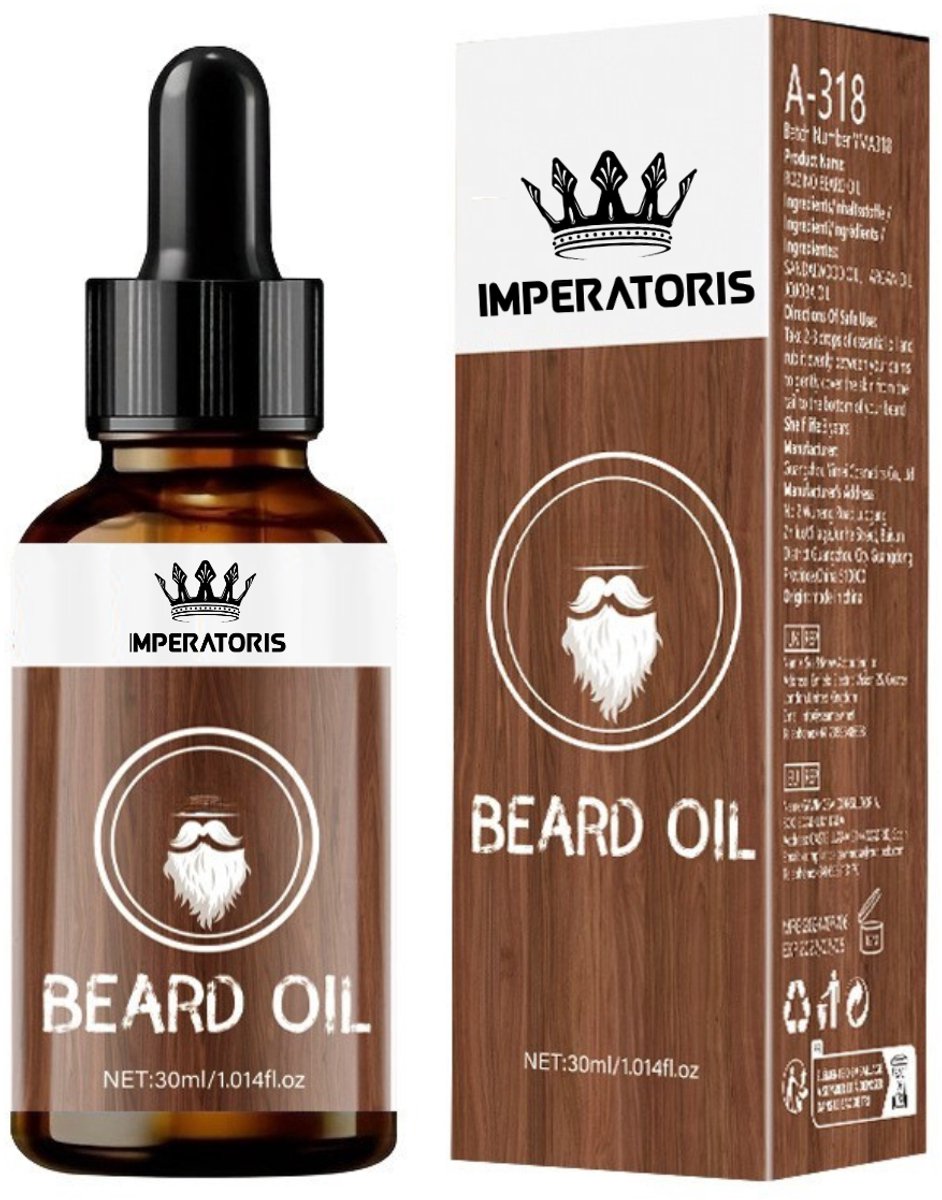 Imperatoris Baardolie – Sandelhout Beard Oil met Arganolie & Jojoba Olie – Hydraterende Baardverzorging voor Zachte, Glanzende en Goed Verzorgde Baard - 1 Stuk - 30ml