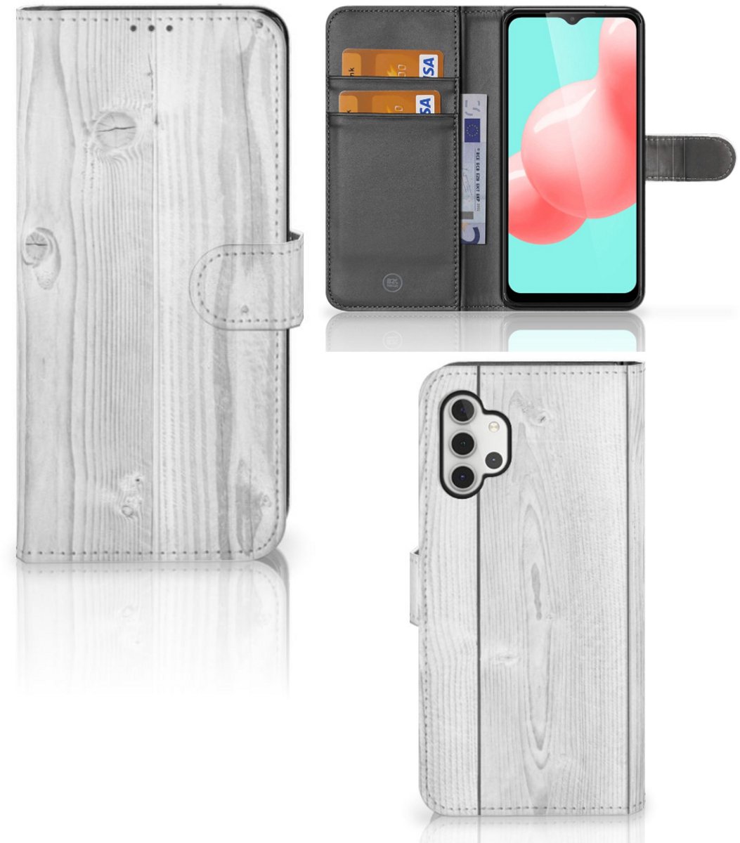 Samsung Galaxy A32 5G Book Style Case White Wood