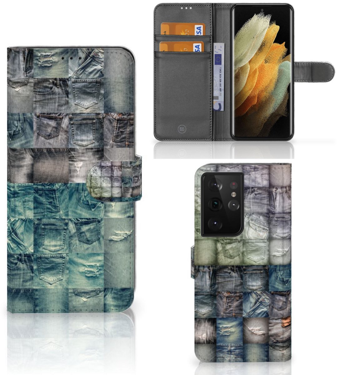 Wallet Case met Pasjes Samsung Galaxy S21 Ultra Spijkerbroeken
