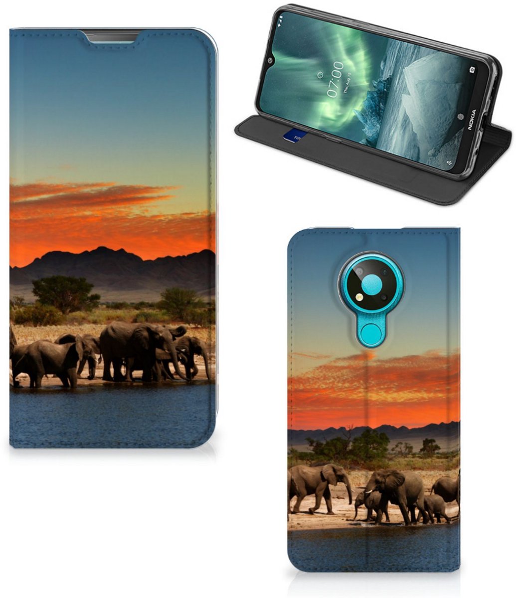 Standcase Hoesje voor Nokia 3.4 Hoesje maken Olifanten