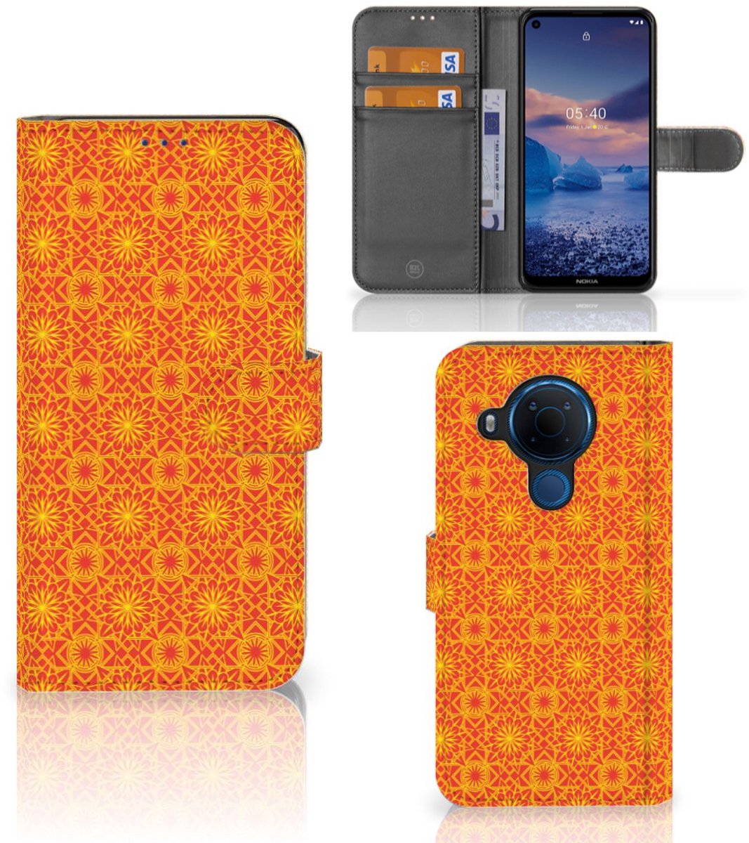 Nokia 5.4 Telefoon Hoesje Batik Oranje