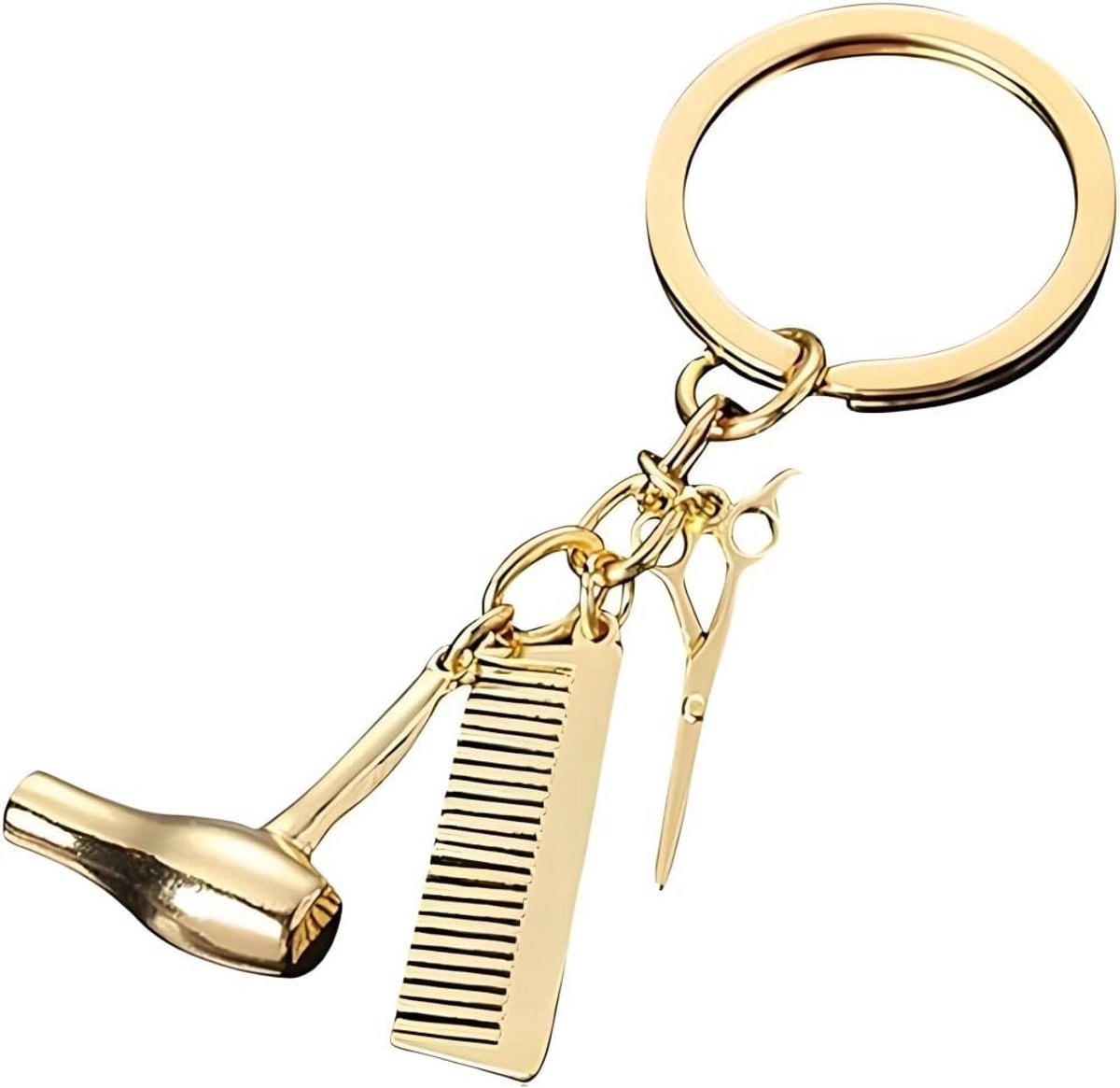 3-in-1 Sleutelhanger voor Schoonheidssalon - Gouden Gereedschap voor Kappers en Stylisten