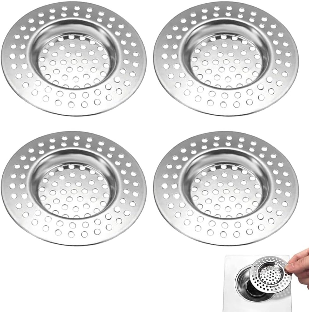 Roestvrijstalen Goossteenfilter - Set van 4 Voor Effectieve Afvoerbescherming