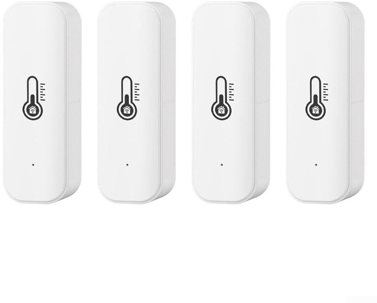 Slimme Hygrometer Thermometer voor Slimme Huizen - WiFi Temperatuur- en Vochtigheidsbewaking (Set van 4)