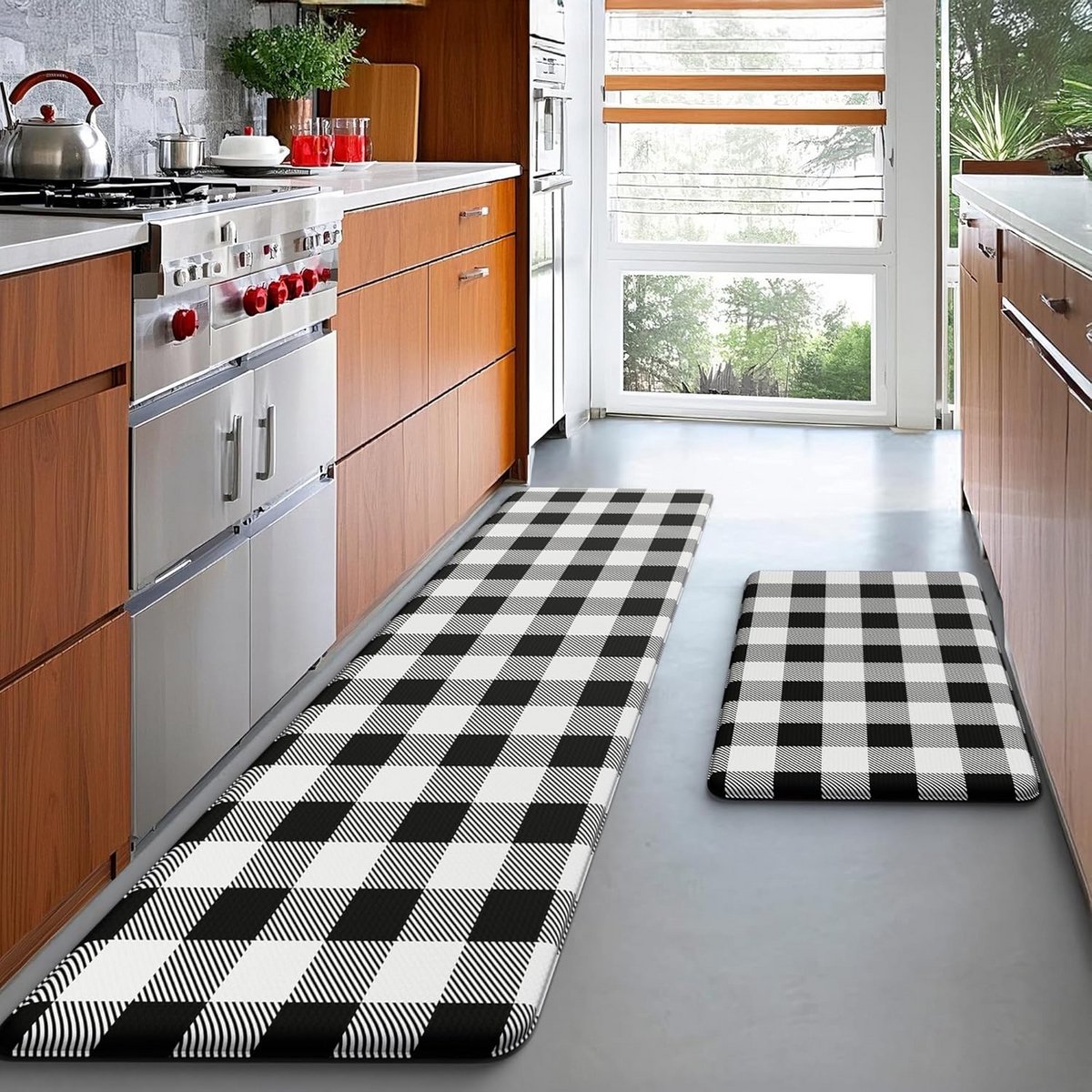 Keukenmat Antivermoeidheid - 2 stuks - Zwart en Wit - Antislip en Waterdicht