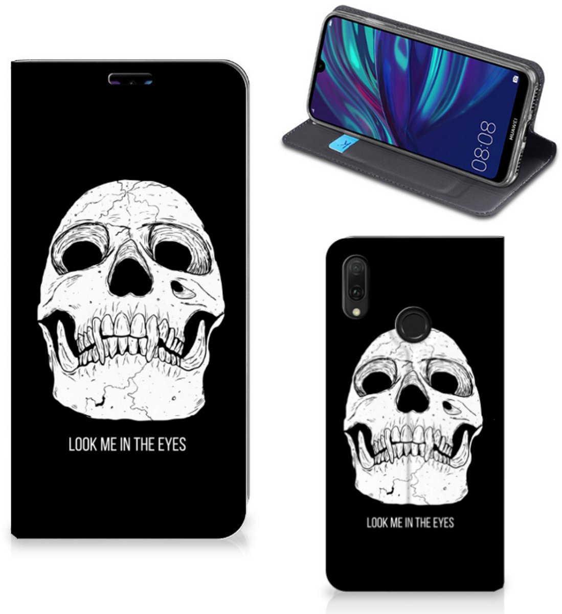 Mobiel BookCase Huawei Y7 hoesje Y7 Pro (2019) Skull Eyes