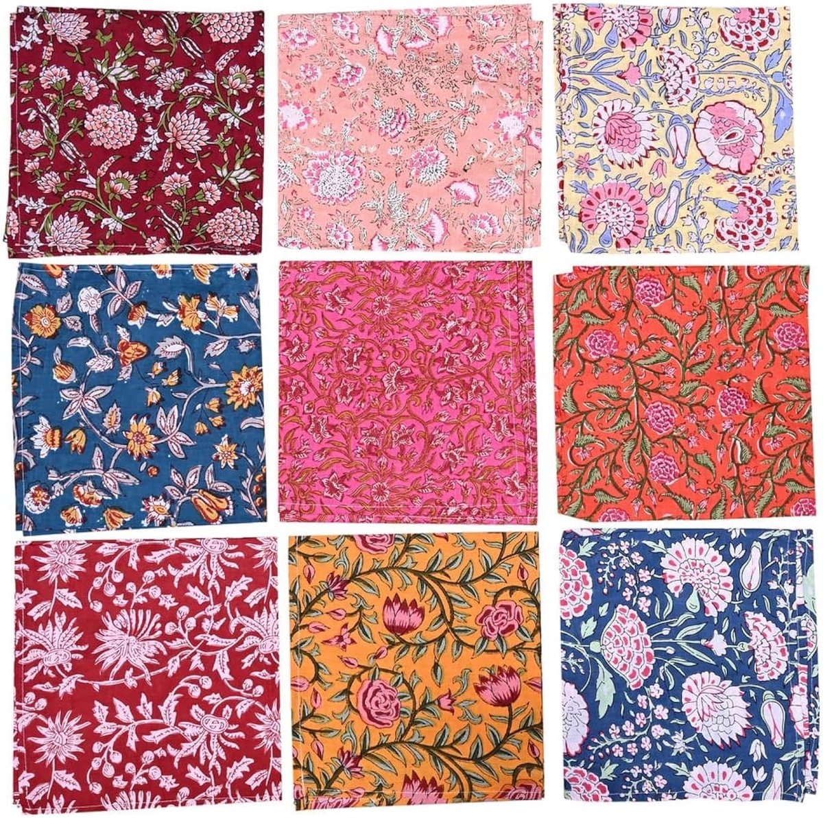 Mix Lot Handgemaakte Servetten 100% Katoen 40x40 cm Jaipuri Gedrukt