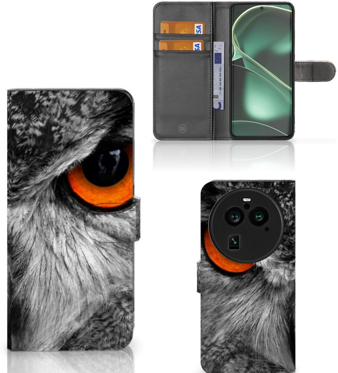 OPPO Find X6 Pro Telefoonhoesje met Pasjes Uil