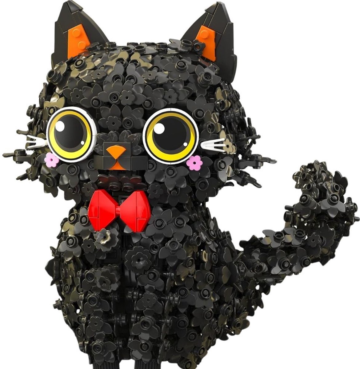 Zhe Gao 662036 Bloemen Kawaii Geluks Kat bouwset | Botanical Bonsai Flowers collection | Classic educatief creator speelgoed bloemenpracht bouwpakketten voor kinderen & volwassenen | Niet compatibel met Lego | Bouwdoos met 1651 bouwstenen