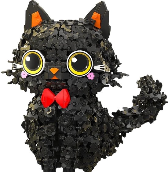 Zhe Gao 662036 Bloemen Kawaii Geluks Kat bouwset | Botanical Bonsai Flowers collection | Classic educatief creator speelgoed bloemenpracht bouwpakketten voor kinderen & volwassenen | Niet compatibel met Lego | Bouwdoos met 1651 bouwstenen