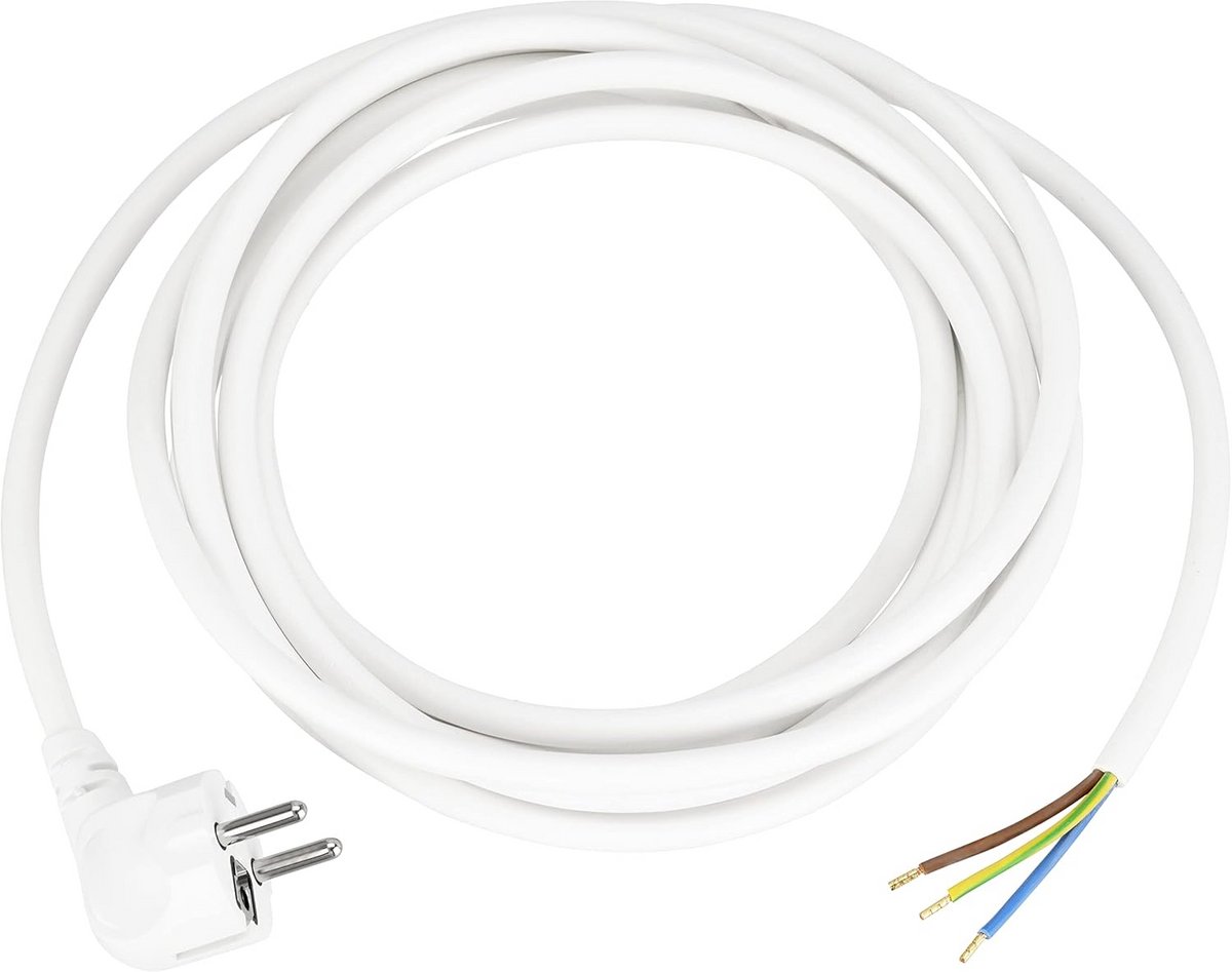 Vervangende stroomkabel met stekker - 3m, 3680W, wit