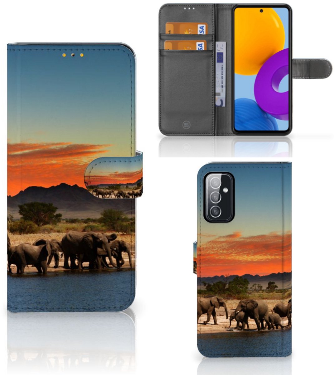 Samsung Galaxy M52 Telefoonhoesje met Pasjes Olifanten