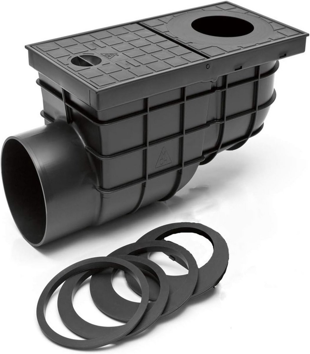 Horizontale regenzinkbak met rooster 110 mm - Afvoeroplossing voor regenwater