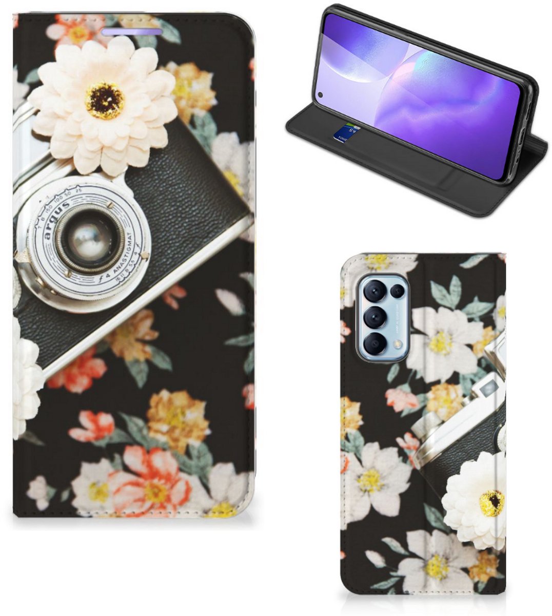 Standcase Hoesje voor OPPO Find X3 Lite Stand Case Vintage Camera