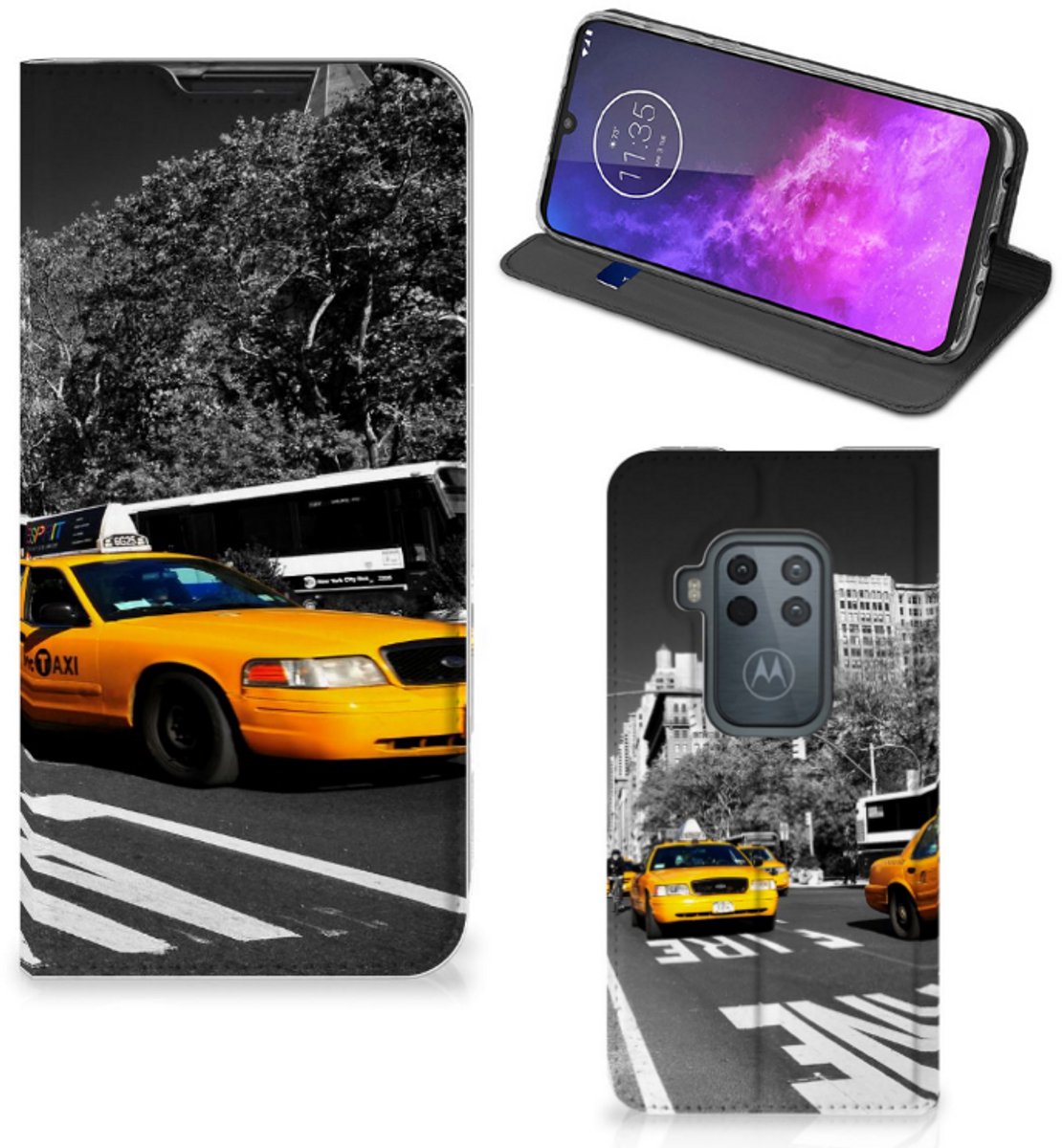 Motorola One Zoom Book Cover New York Taxi