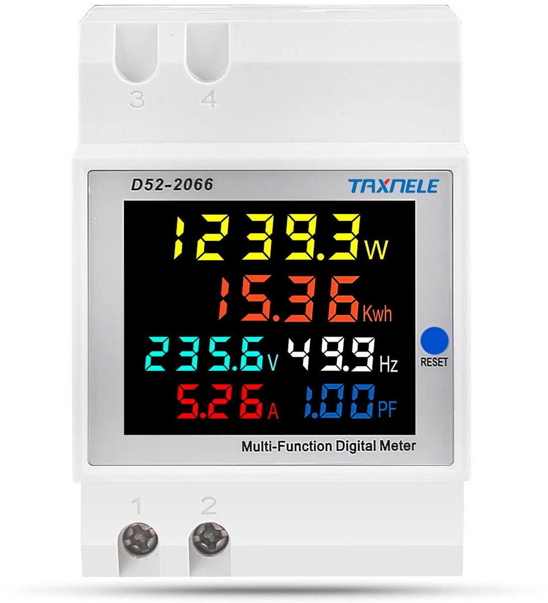 Energiesysteemmonitor 6-in-1 voor AC - 40-300V, 100A - Meet Verbruik, Stroom, Vermogen & Frequentie