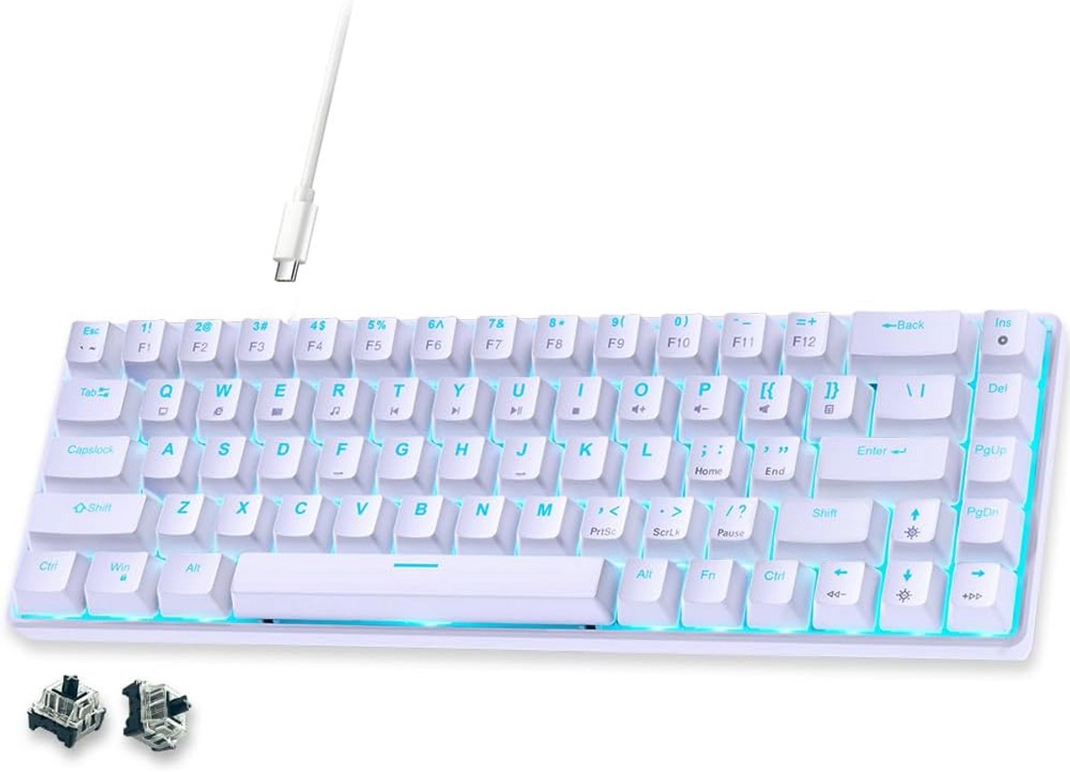 60% Mechanisch Compact Gaming Toetsenbord met Blauwe Backlight en Swappable Switches