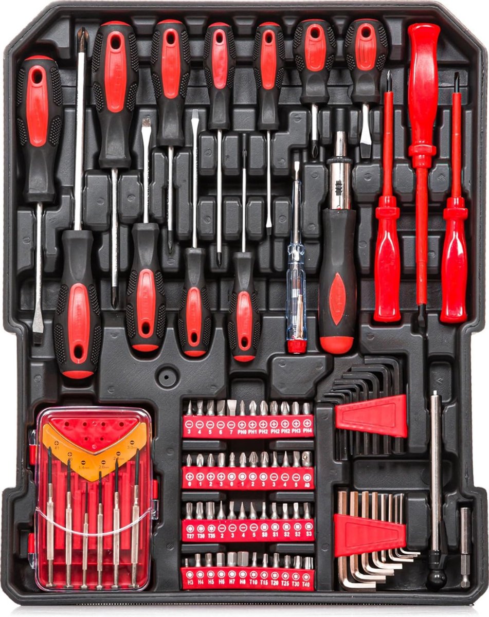 VIN® 1000 Delige Gereedschapset in Koffer - Toolbox - Gereedschapskoffer Gevuld - Huishoudelijke Gereedschapskist - Basisgereedschap – Handgereedschap – Incl. Moersleutel, Hamer etc.
