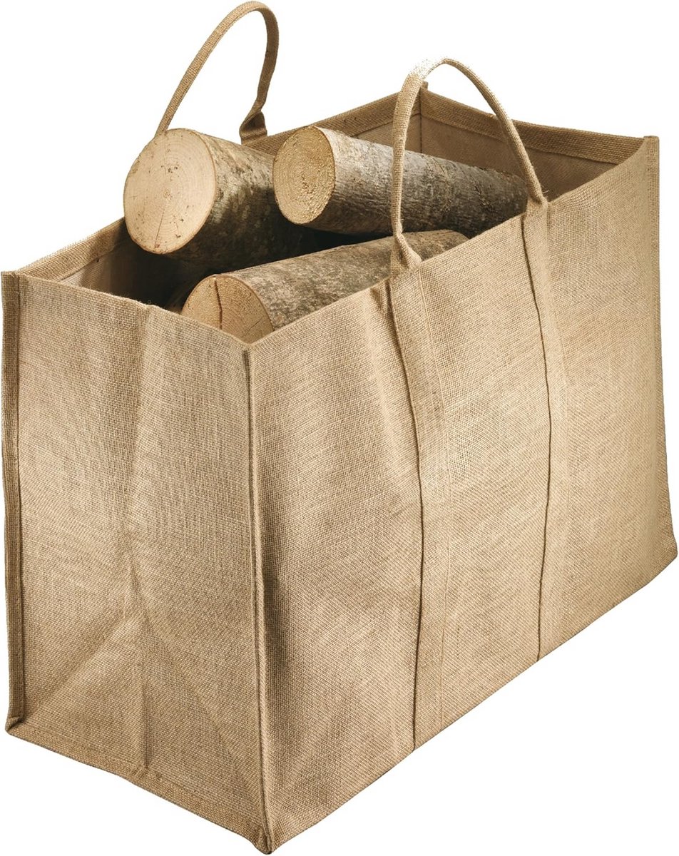 Opvouwbare draagtas van jute en hout multifunctioneel