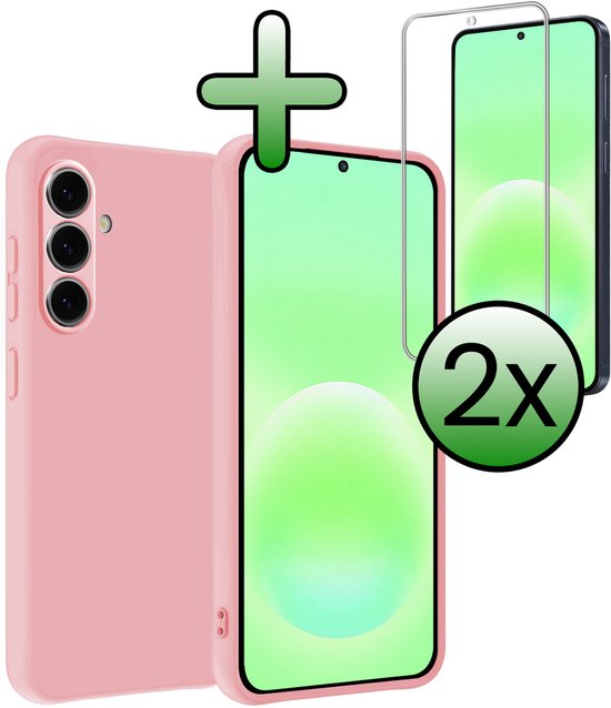 Étui de téléphone rose pâle avec protecteur d'écran et icône plus.