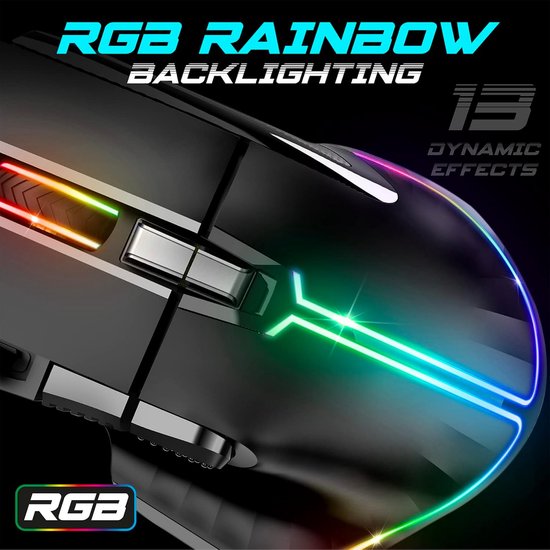 RGB Gaming Muis met 12800 DPI en 8 Programmeerbare Knoppen van Merkloos — afbeelding 3