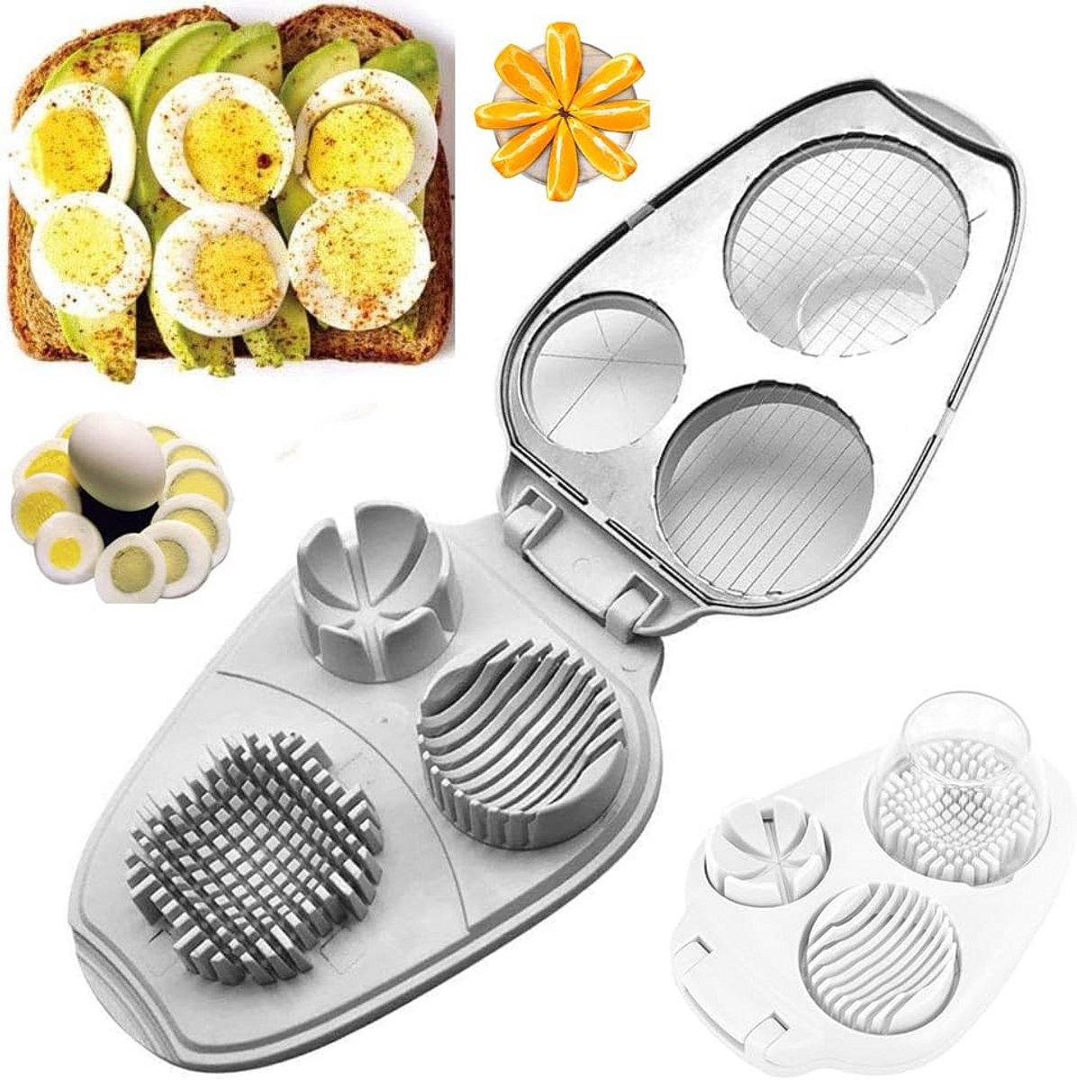 Multifunctionele 3-in-1 Snijder voor Eieren, Fruit en Groenten - Vaatwasmachinebestendig