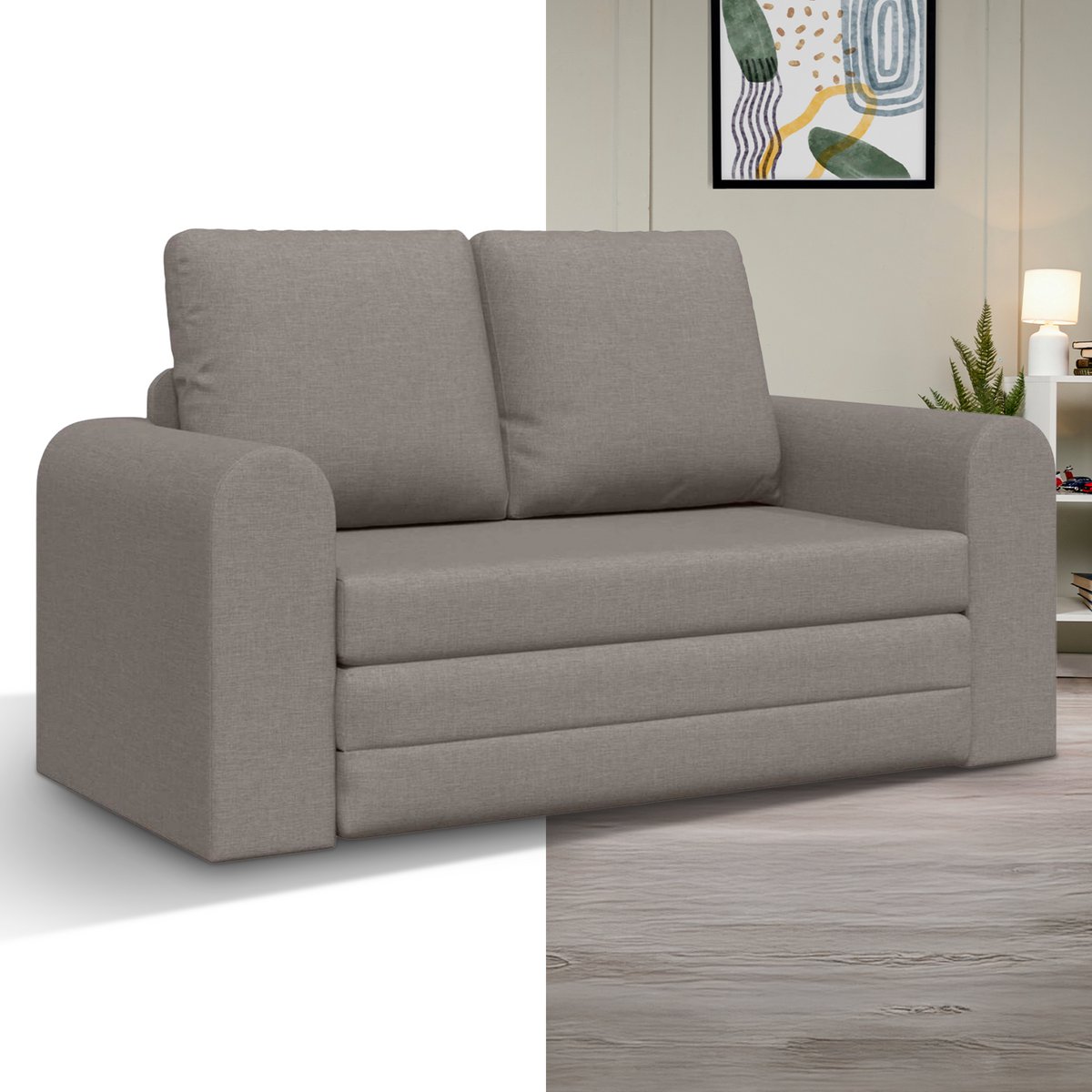 Slaapbank - Uitklapbaar - Slaapstoel - Logeerbed - Zetelbed - Slaapfauteuil - Vouwbed - 2 persoons - Zeer comfortabel - Taupe