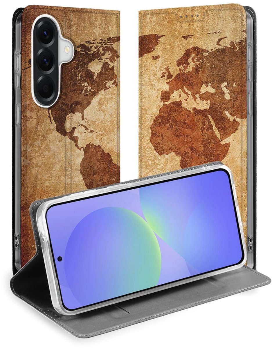 Samsung Galaxy A37 Bookcase Hoesje Wereldkaart