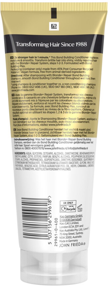 John Frieda Blonde+ Repair Bond Building Conditioner - 250 ml