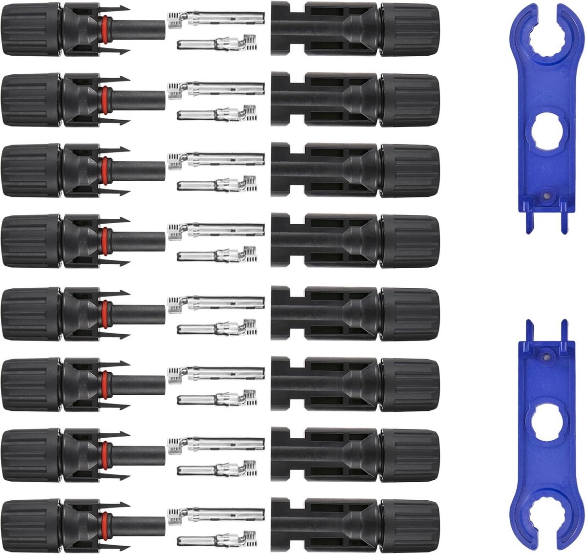 8 Paar Waterdichte MC4 Zonnepaneel Kabelconnectoren IP67 - Compatibel met 1000V 30A PV Systemen
