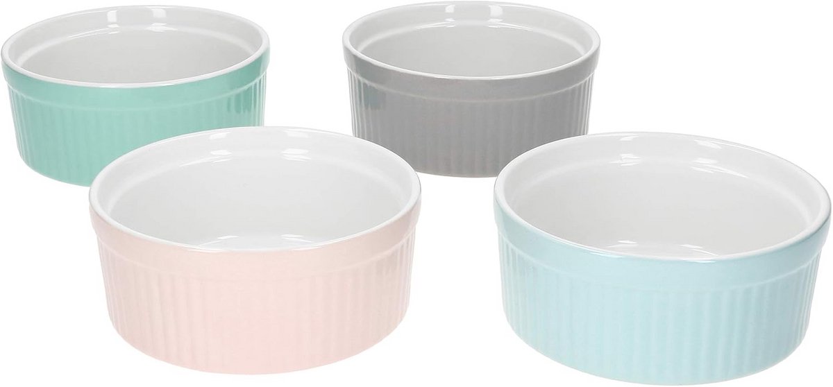 4-delige set keramische mini ovenschaaltjes voor crème brûlée en cupcakes