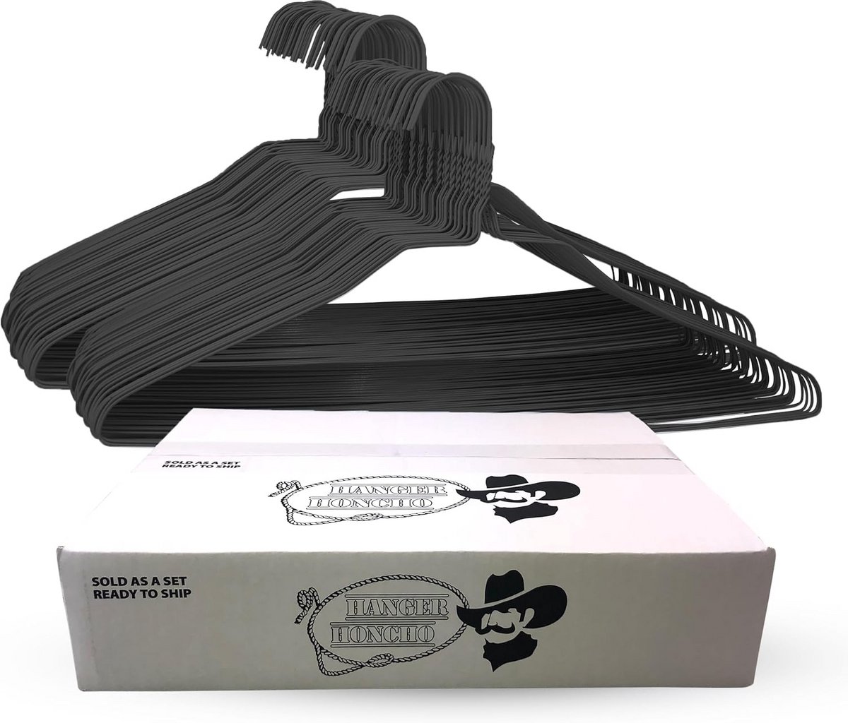200 Zwarte Metalen Kleerhangers - Dunne Draad, Ruimtebesparend voor Garderobe