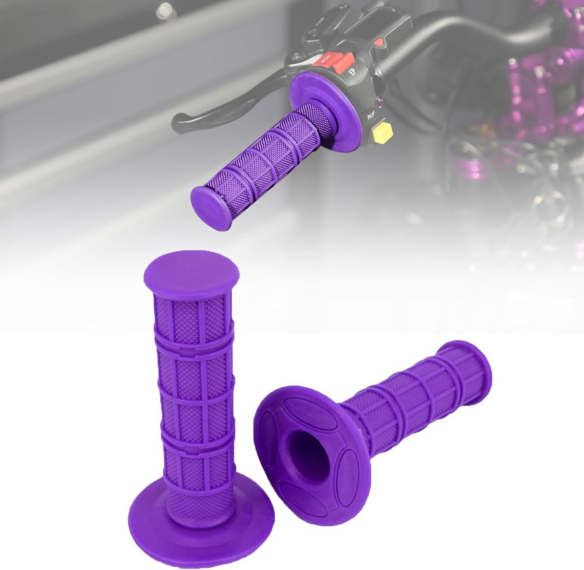 Universele Motor Stuurhandvatten Rubber 22mm Anti-slip Comfort Grips Paars