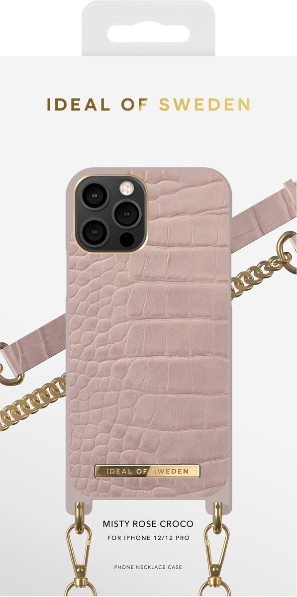 iDeal of Sweden Phone Necklace Case voor iPhone 12/12 Pro Misty Rose Croco