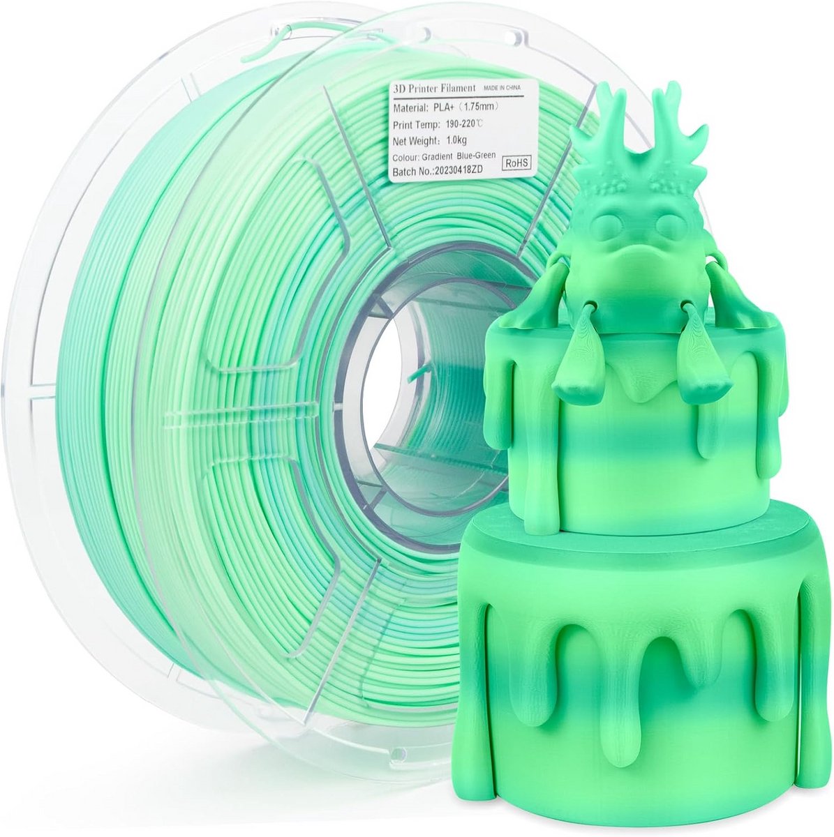 3D Printer Filament PLA+ 1.75mm Regenboog Kleur 1kg, Hoge Precisie voor 3D Printen