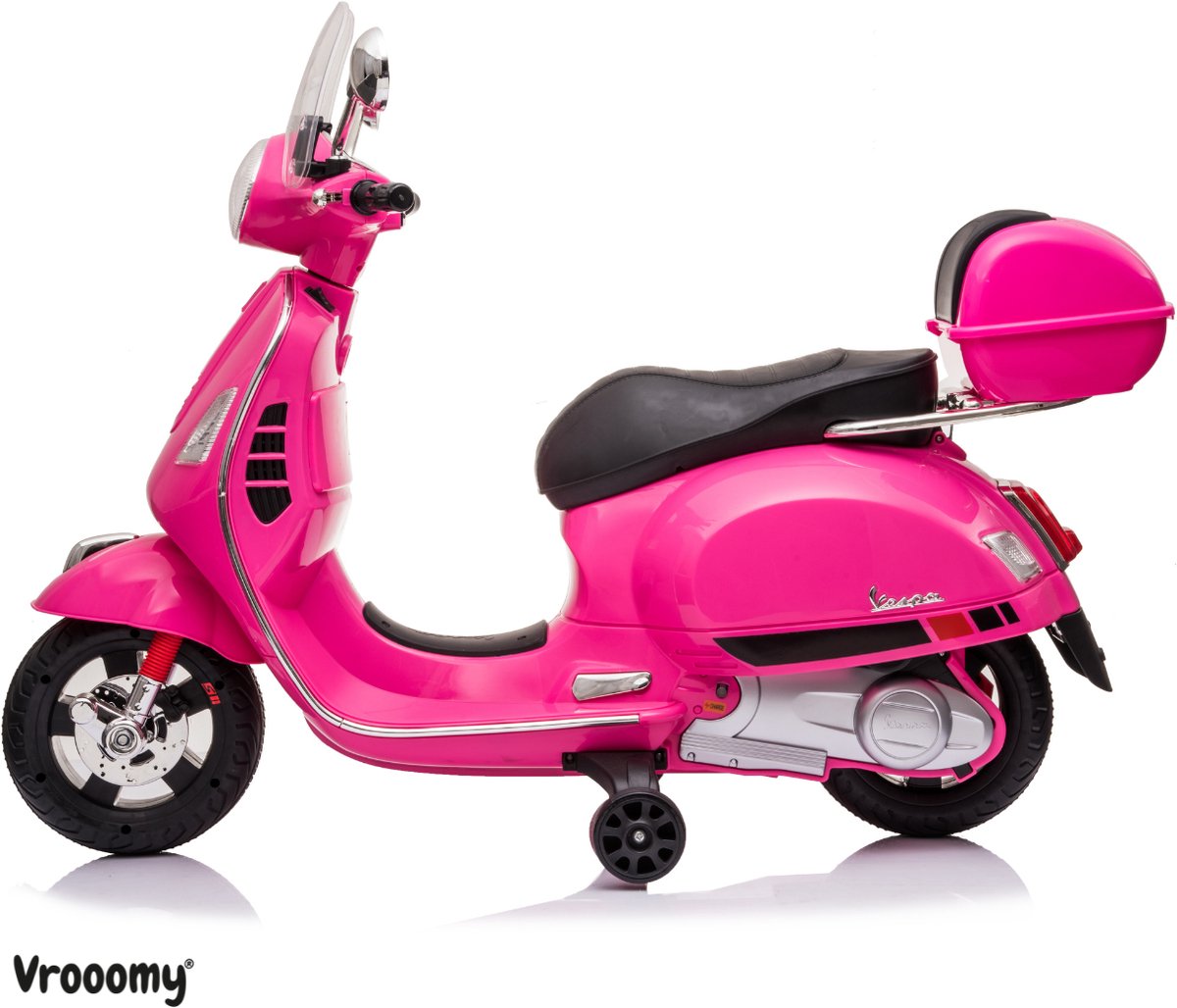 Vespa GT Full Option Elektrische Kinderscooter 3 tot 6 jaar – Officieel Gelicentieerde Kinder Vespa met Kofferbak & Verwijderbare Zijwieltjes – Li-ion Kindermotor met Kunstlederen Zitje, MP3 AUX & USB – Roze — afbeelding 7
