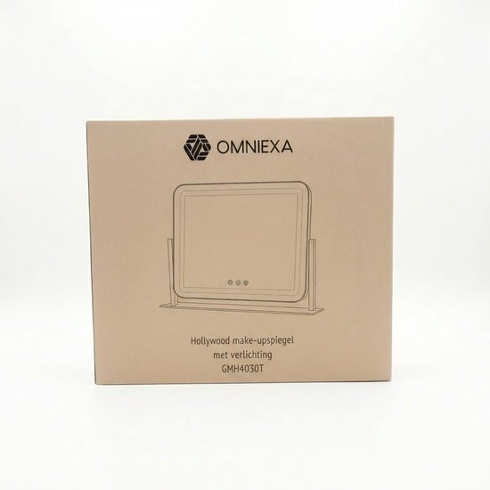 Verpakking van de OMNIEXA Hollywood make-upspiegel met verlichting.