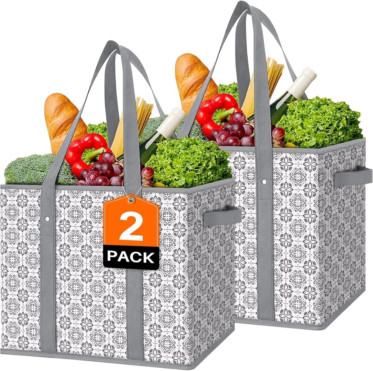 2 Stuks Herbruikbare Winkeltassen - Groot - Waterdicht - Opvouwbaar - Voor Winkelen - Picknick - Kleding