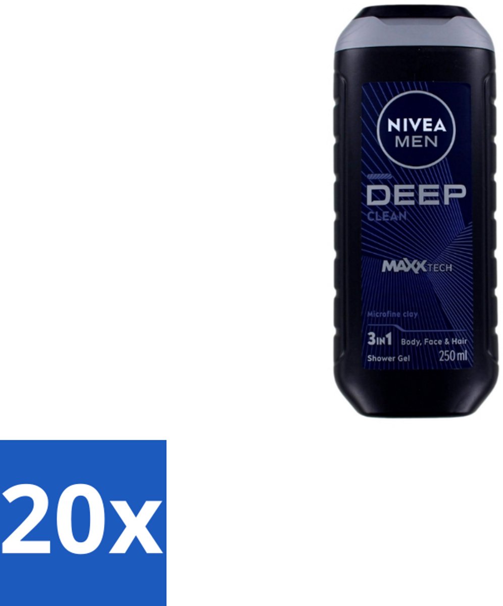 NIVEA Men Douchegel Deep Clean 250 ml - Bulkverpakking - 20 stuks