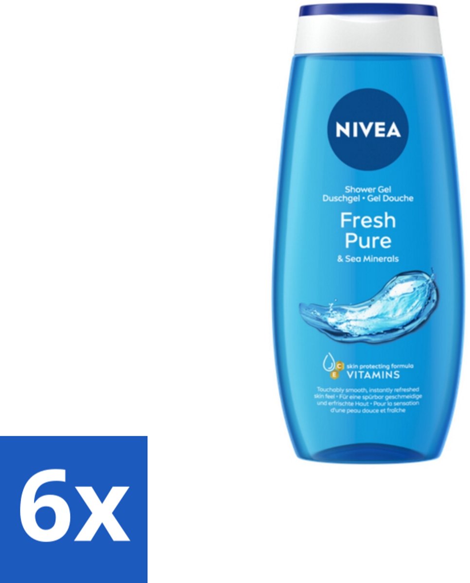 6 x NIVEA Douchegel Fresh Pure 250 ml - Douchegel - Huidverzorging - Frisheid - Vitamine C - Vitamine E