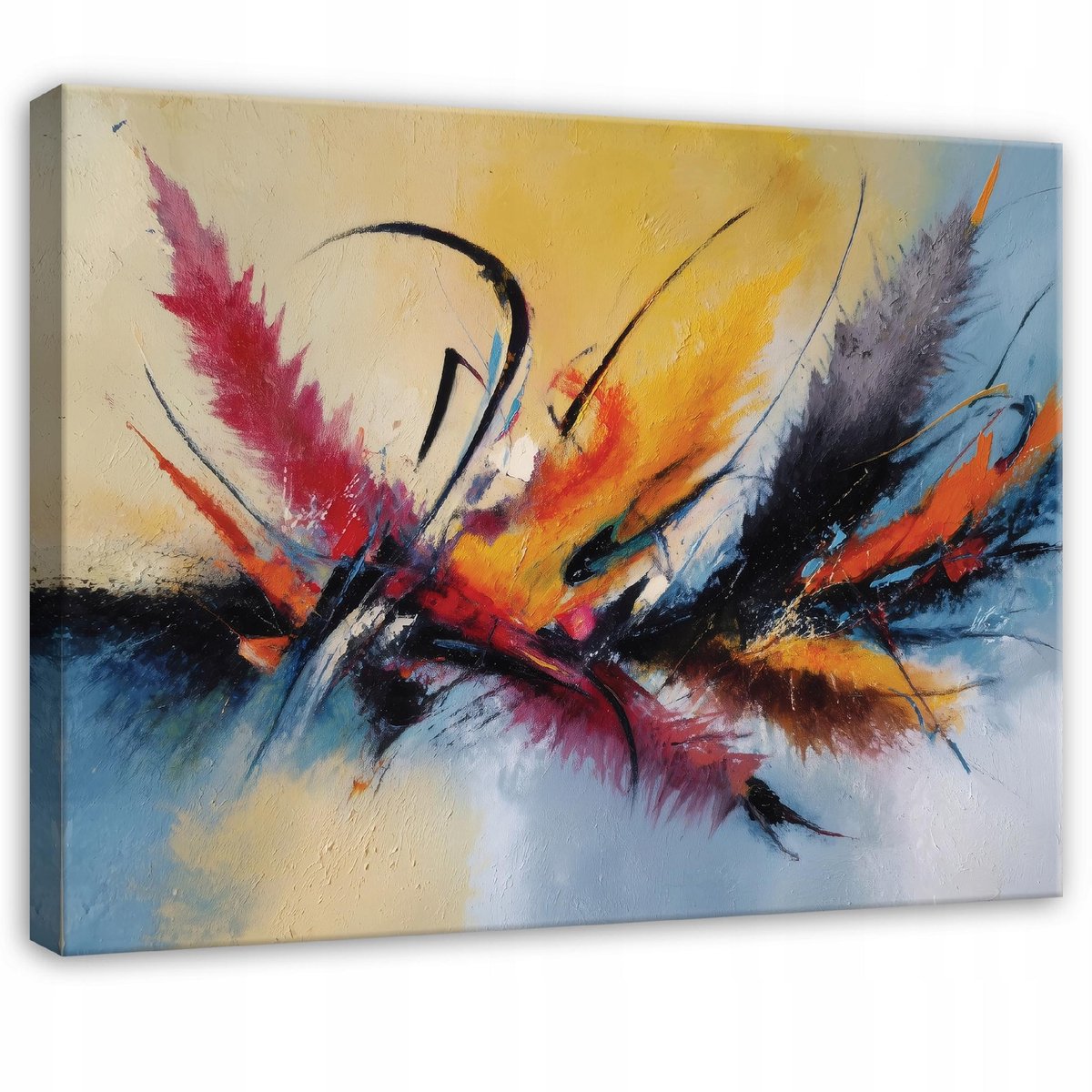 WALLARENA Schilderij op canvas - 120x80 cm - abstracte aquarel - Geschikt voor slaapkamer, woonkamer, keuken Veelkleurig