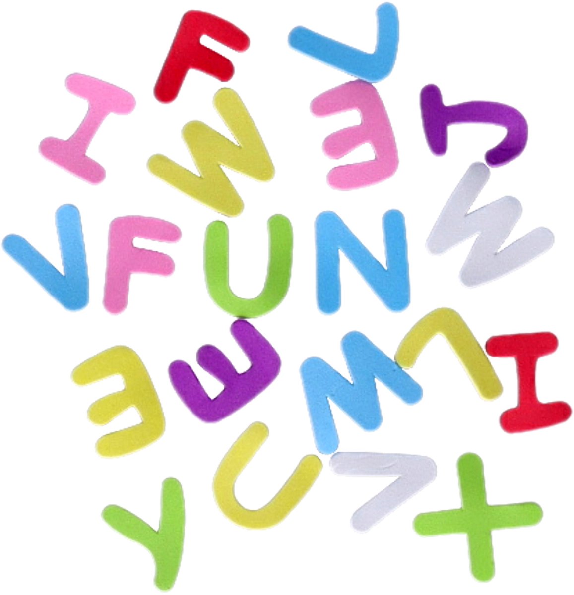 Foam rubberen knutsel letters - in diverse kleuren - 104x stuks - 4.5 cm hoog - knutselen - hobby