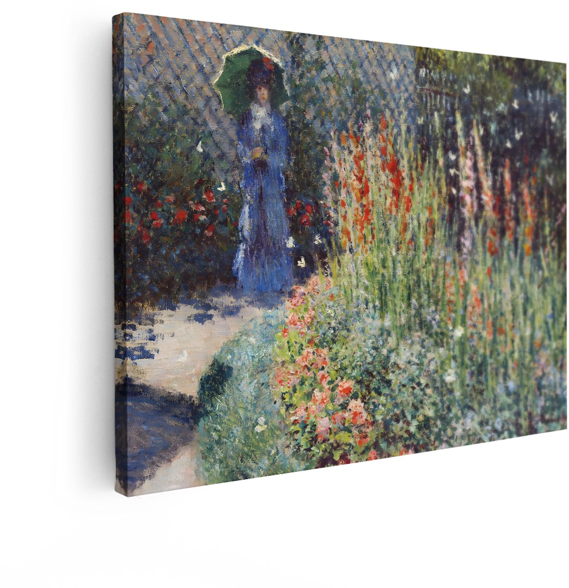 Artaza Canvas Schilderij Bloemen Monet - 80x60 cm - Wanddecoratie Tuin - Muurdecoratie Vro