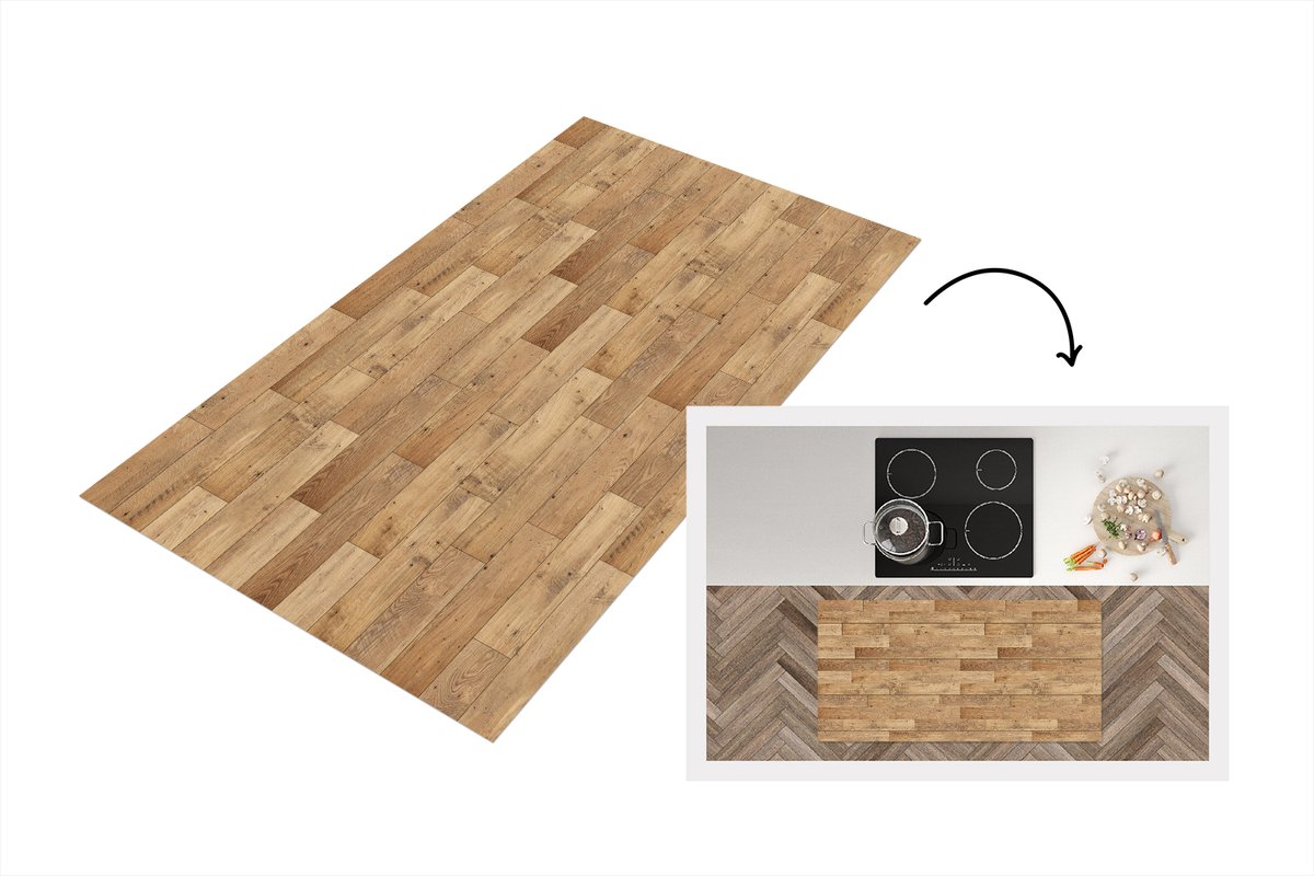 Keukenloper 120x60 cm - Keukenmat vinyl Patroon - Parket - Patronen - Keukenmatten loper -