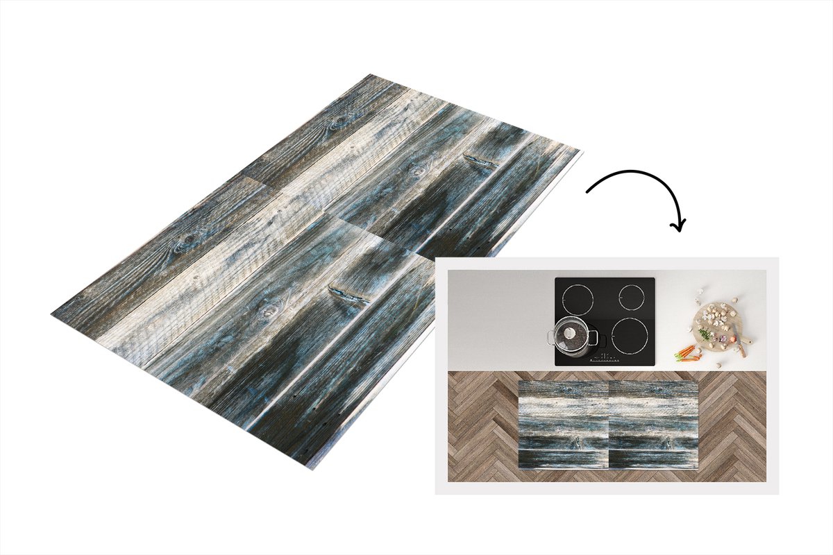 KitchenYeah Keukenloper 120x60 cm - Keukenmat vinyl Vintage - Patroon - Hout - Keukenmatten loper - Keuken vloerkleed tapijt Vintage - Planken