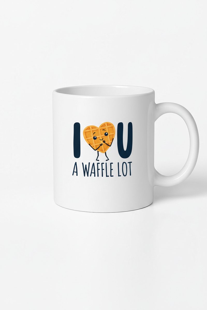 Wafel Hart Mok 'I U A WAFFLE LOT' - Grappig Liefdes Cadeau
