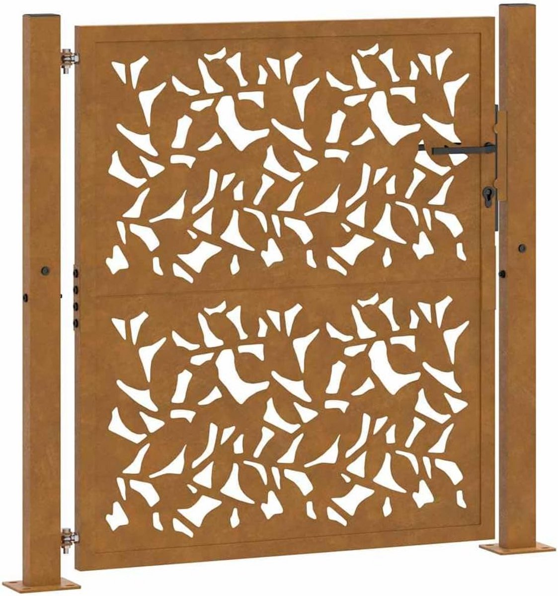 Tuindeur Staal met Bladmotief 105x105cm Weerbestendig - Metalen Hekwerk Poort