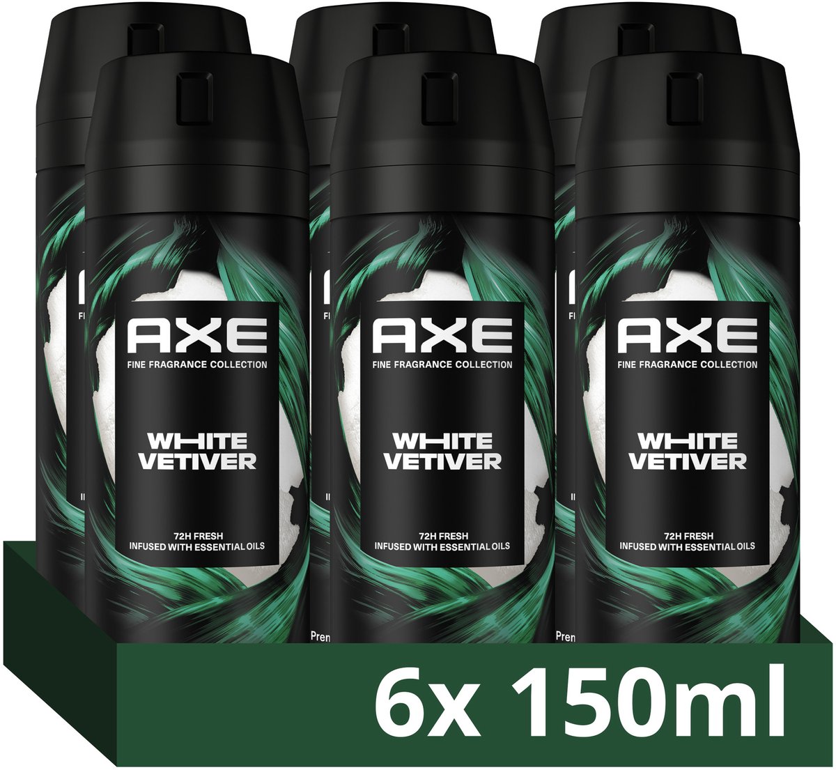 AXE - Premium Deodorant Bodyspray - Fine Fragrance Collection - White Vetiver - 6 x 150 ml